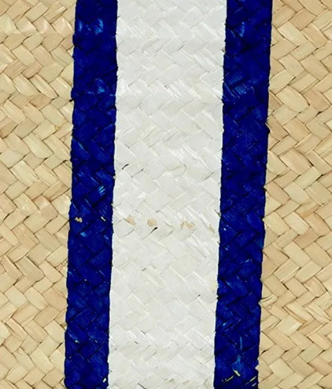 Personalized Straw Beach Bag, Navy & White