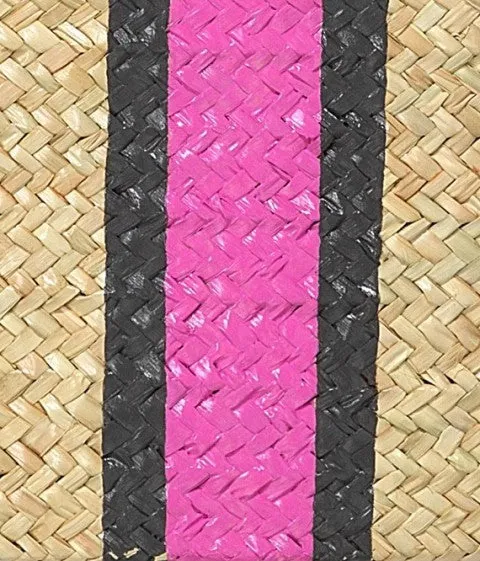 Personalized Straw Beach Bag, Pink & Gray