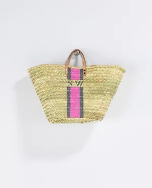 Personalized Straw Beach Bag, Pink & Gray