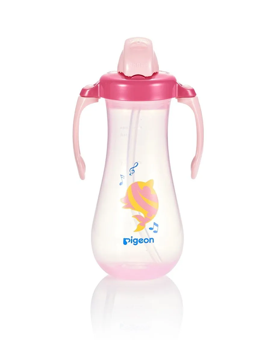 Pigeon Tall Straw Bottle Dolphin - Pink