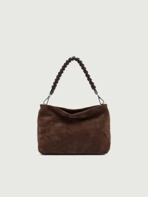 Pochette Brenda in pelle scamosciata cioccolato