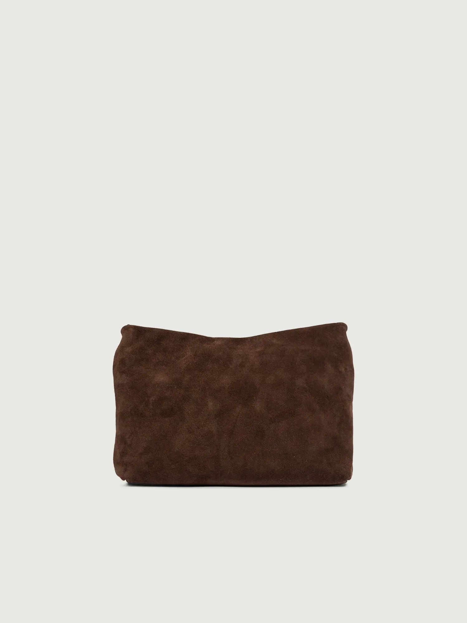 Pochette Brenda in pelle scamosciata cioccolato