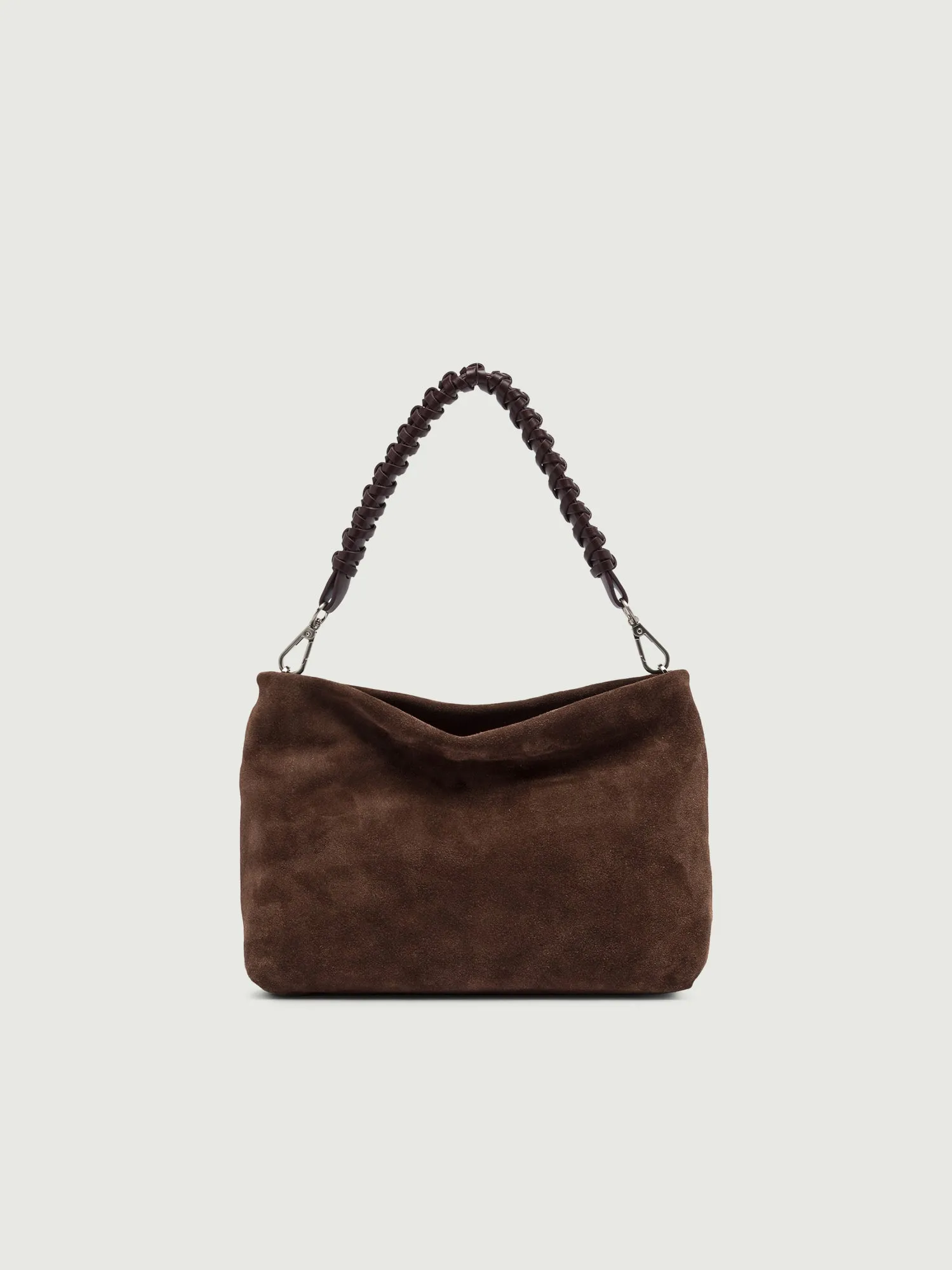 Pochette Brenda in pelle scamosciata cioccolato