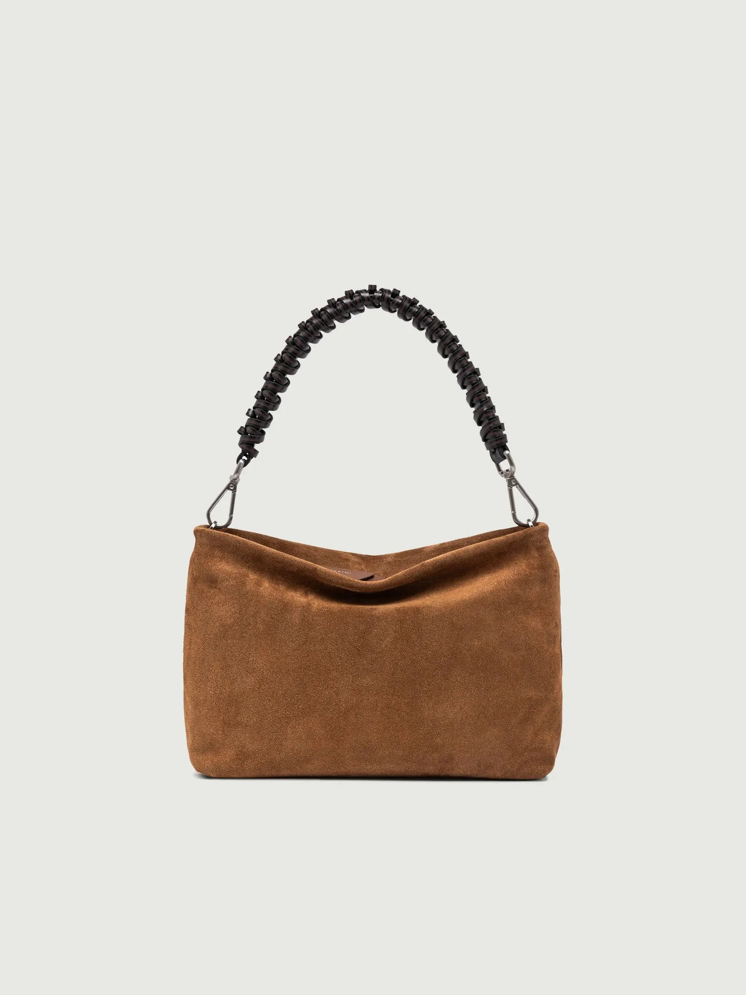 Pochette Brenda in pelle scamosciata cognac