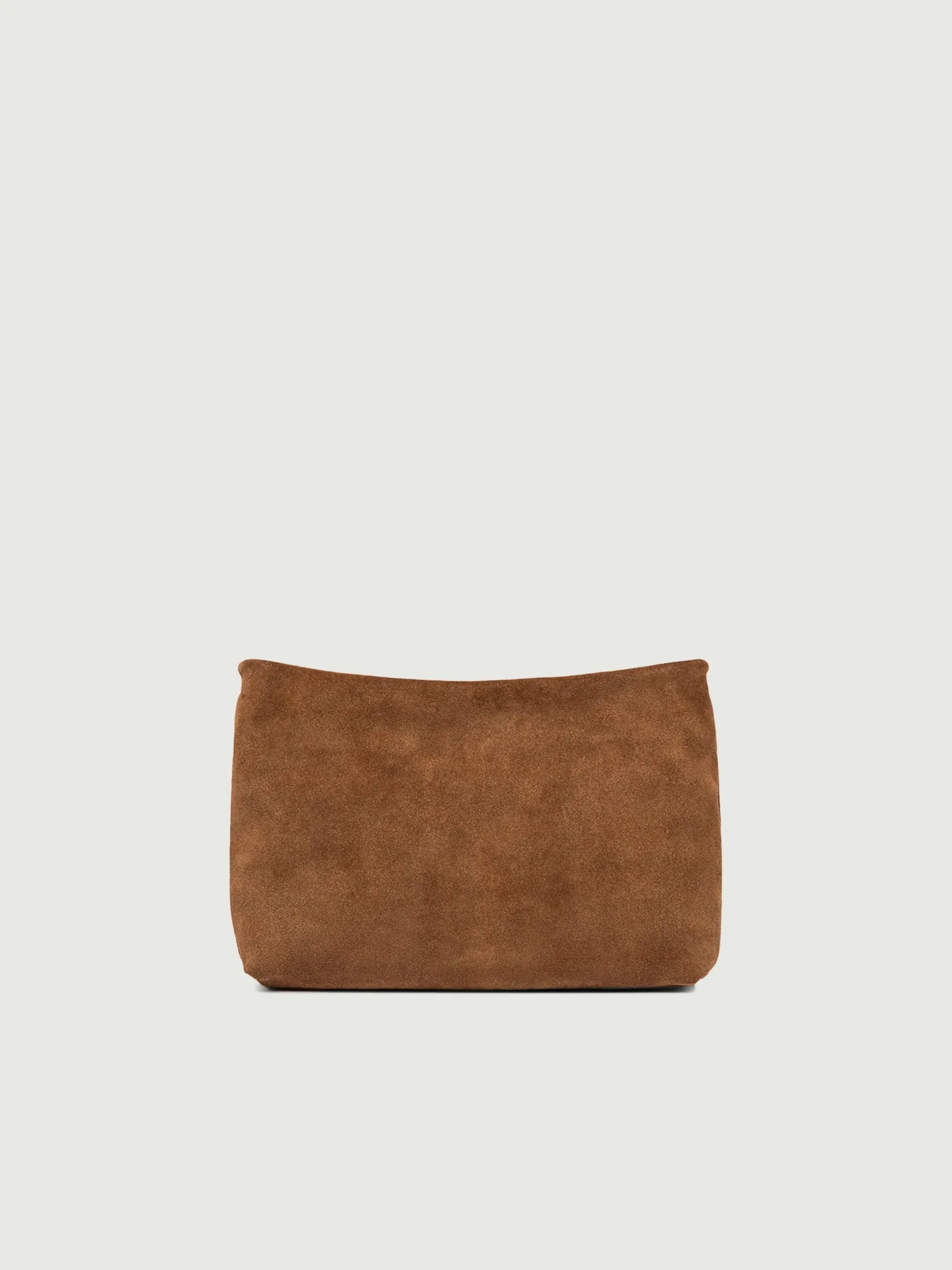 Pochette Brenda in pelle scamosciata cognac