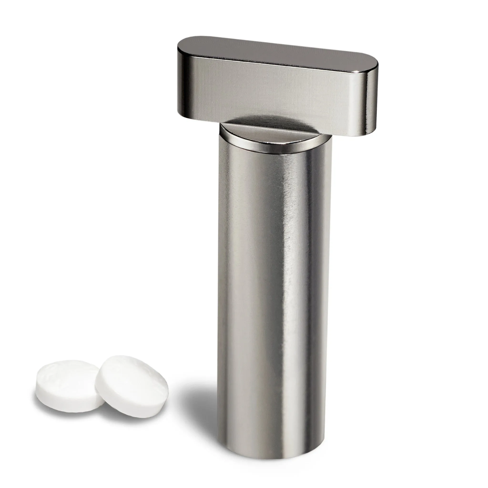 Polished Stainless Steel Keychain Pill Holder