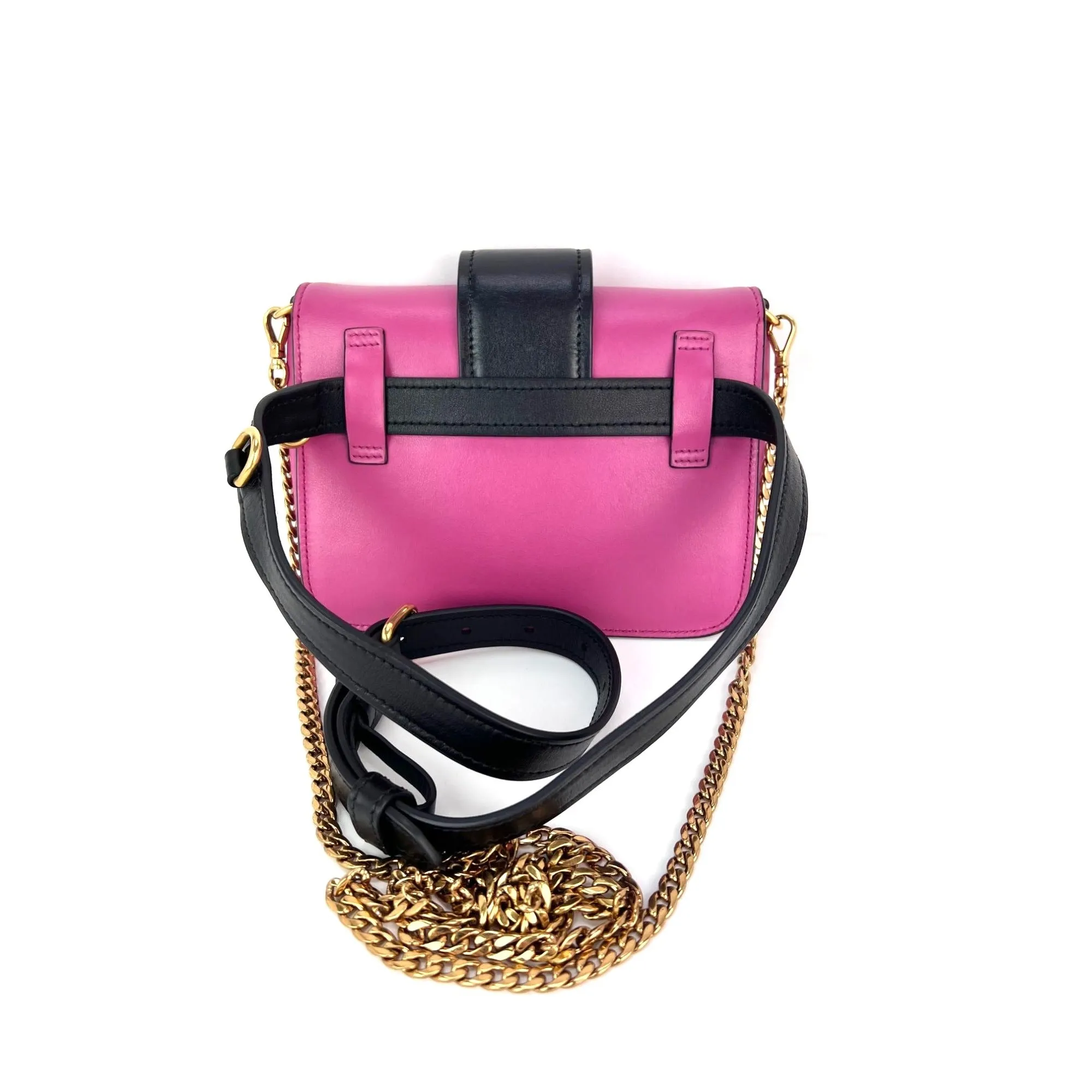 Prada City Calf Cahier Pink Black Leather Crossbody Belt Bag