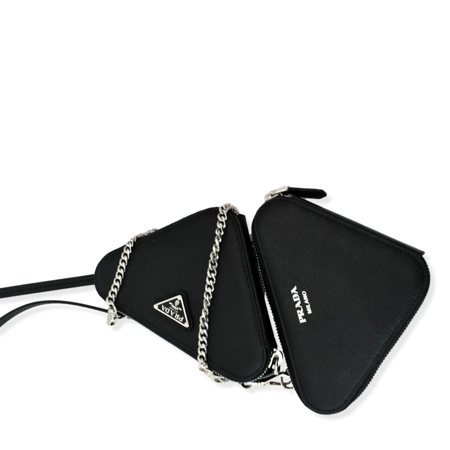 PRADA Mini Saffiano Leather Pouch Crossbody Bag Black