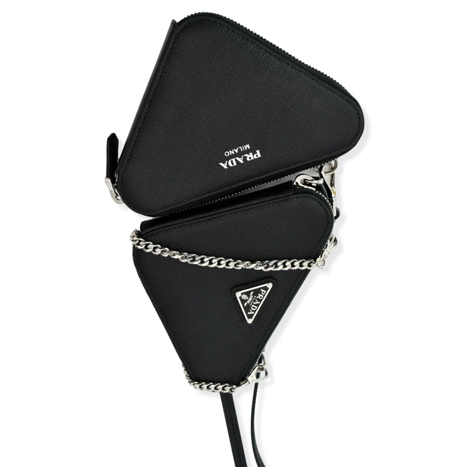 PRADA Mini Saffiano Leather Pouch Crossbody Bag Black