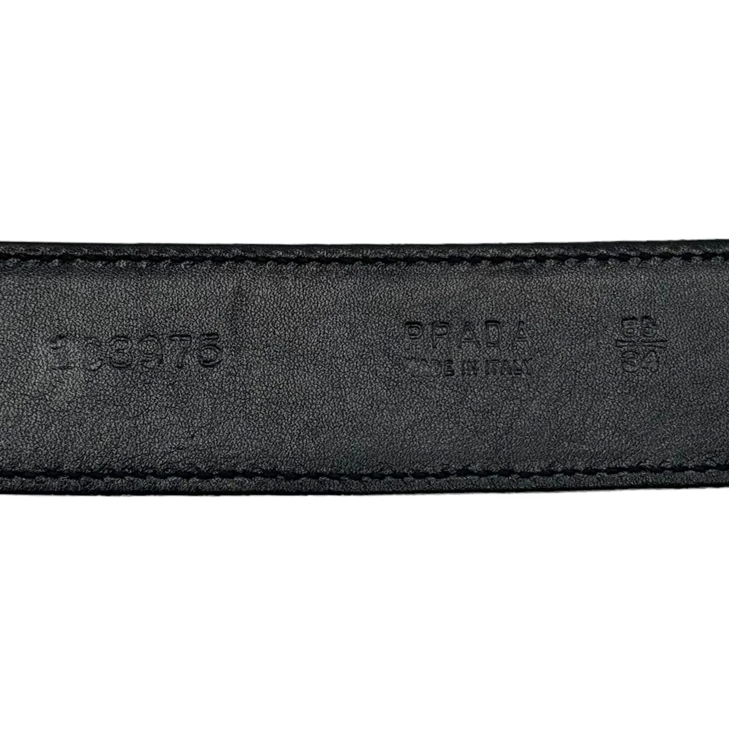 PRADA Patent Leather Belt with Silver Oval Logo Buckle - Black