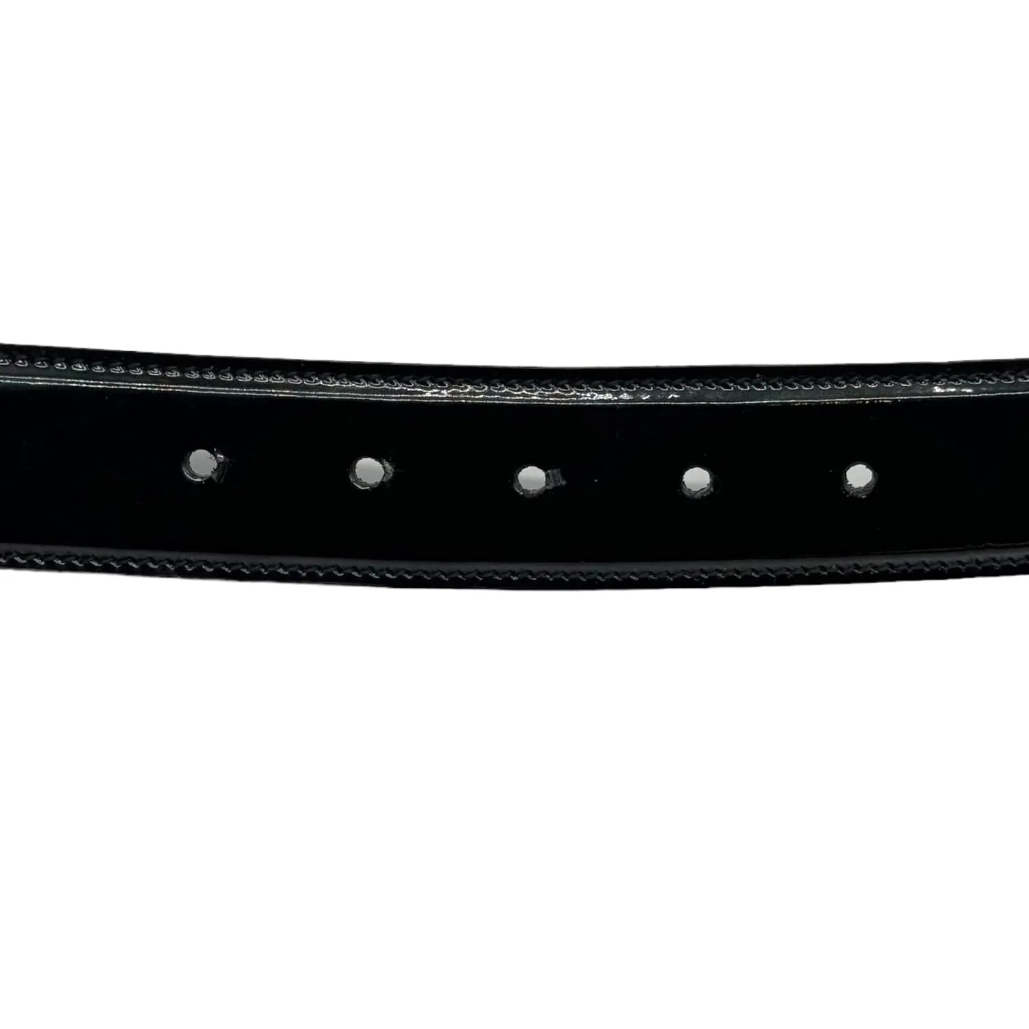 PRADA Patent Leather Belt with Silver Oval Logo Buckle - Black