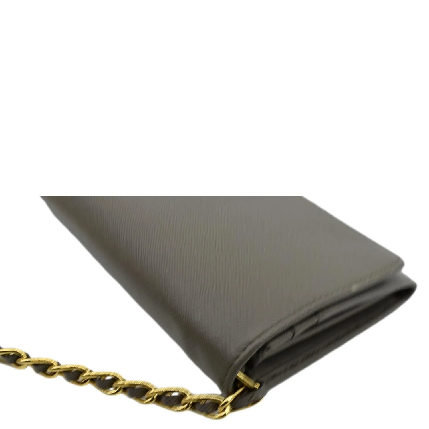 PRADA Saffiano Leather Wallet on Chain Clutch Crossbody Bag Argilla 1mt290