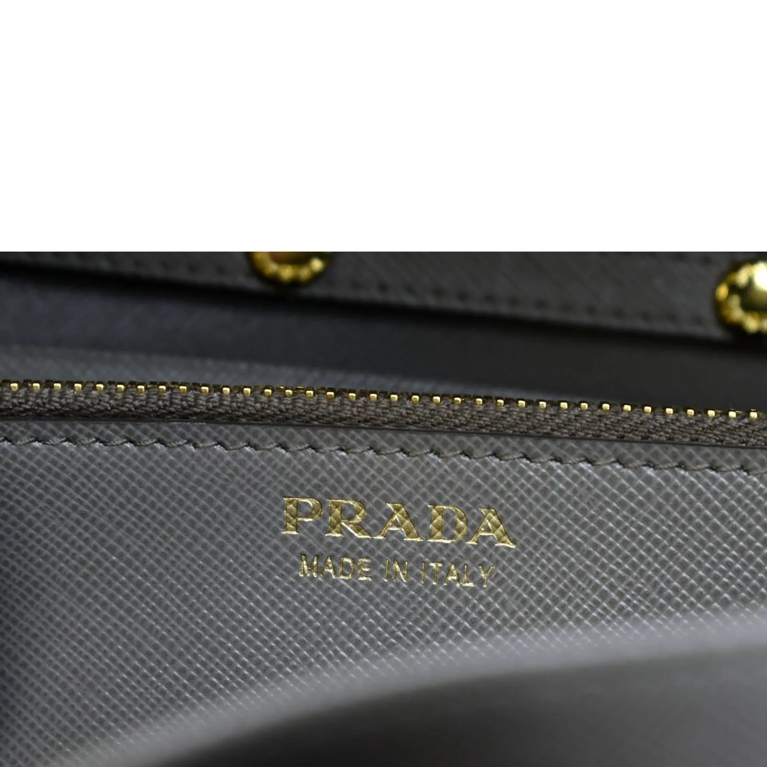 PRADA Saffiano Leather Wallet on Chain Clutch Crossbody Bag Argilla 1mt290