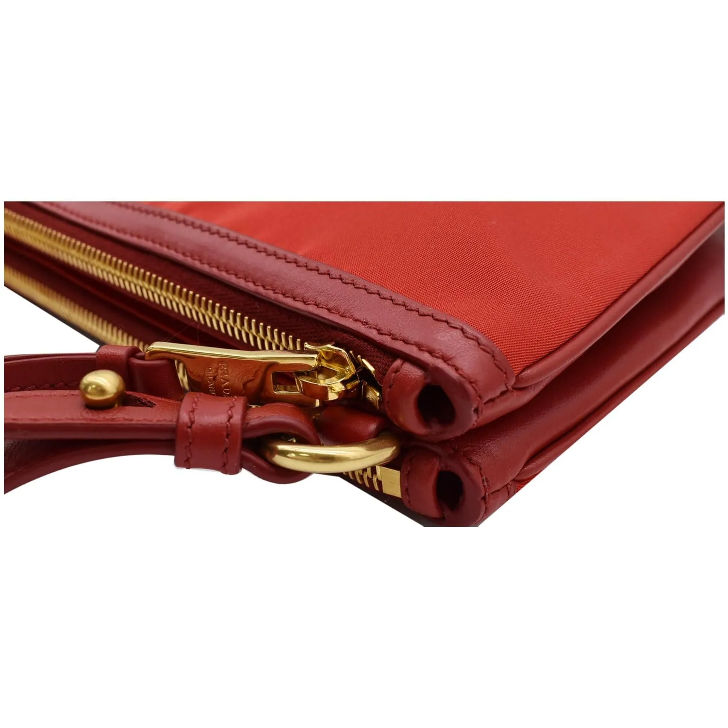 PRADA Tessuto Bandoliera Double Zip Nylon Crossbody Bag Red