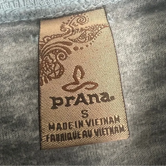 PrAna Dessau Sweater, Frost (Light Blue, Tan) S - Wool, Striped, Pockets, Fall