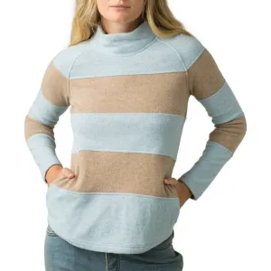PrAna Dessau Sweater, Frost (Light Blue, Tan) S - Wool, Striped, Pockets, Fall