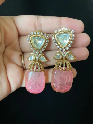 Prathyusha Polki Designer Earrings Pink