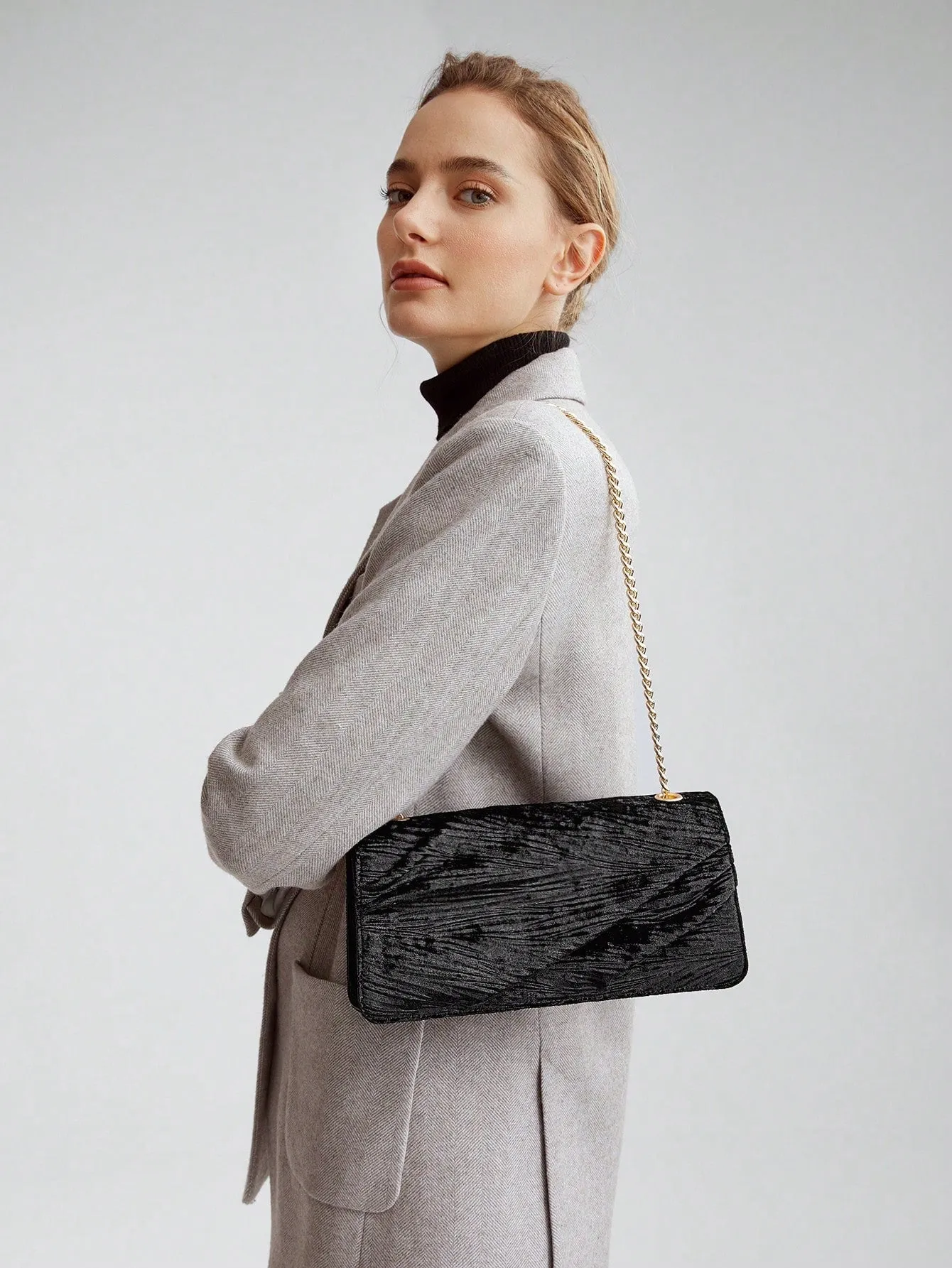 Premium Textured Velvet Chain Bag