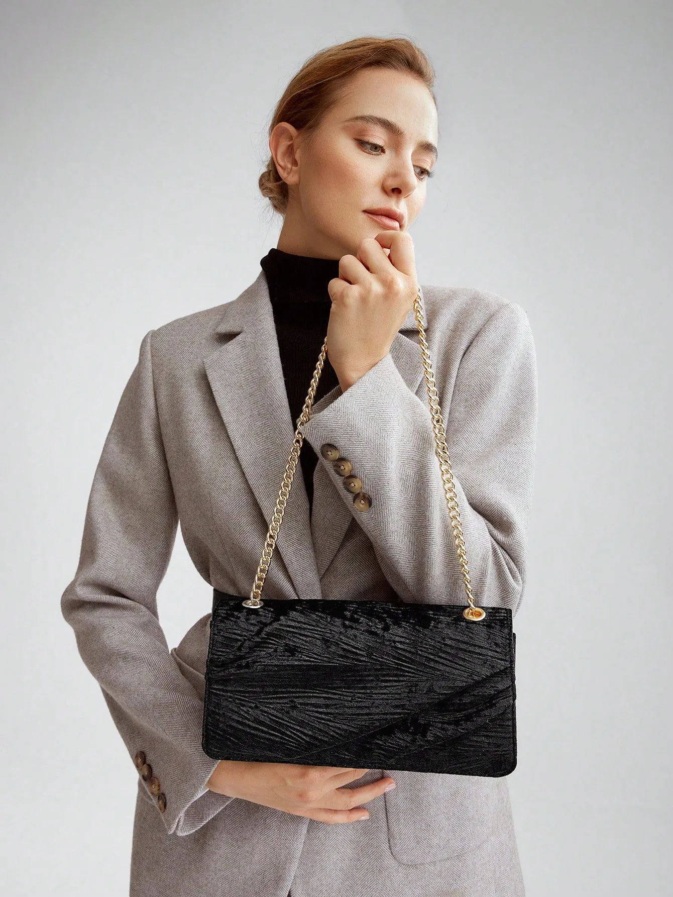 Premium Textured Velvet Chain Bag