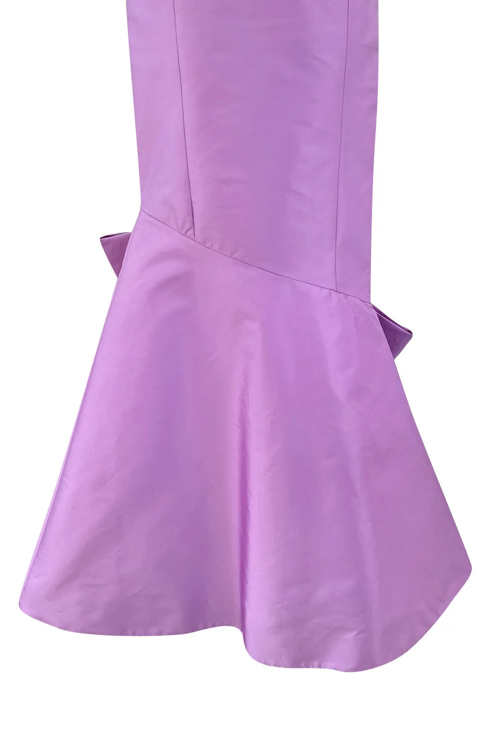 Prettiest 1990s Isaac Mizrahi Pale Pastel Lavender Silk Dress w Flared Skirt & Back Bow
