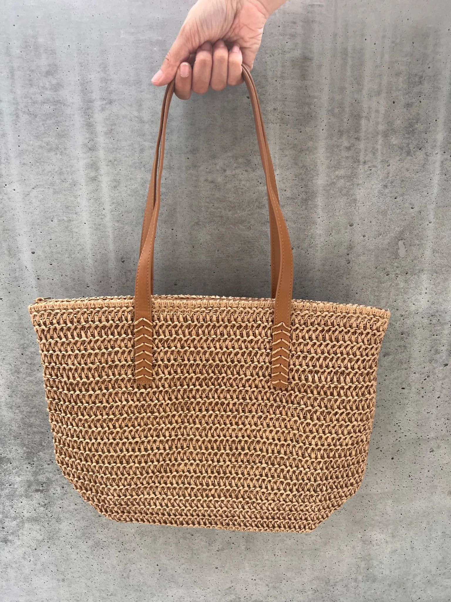 Print The Dream Straw Woven Beach Bag