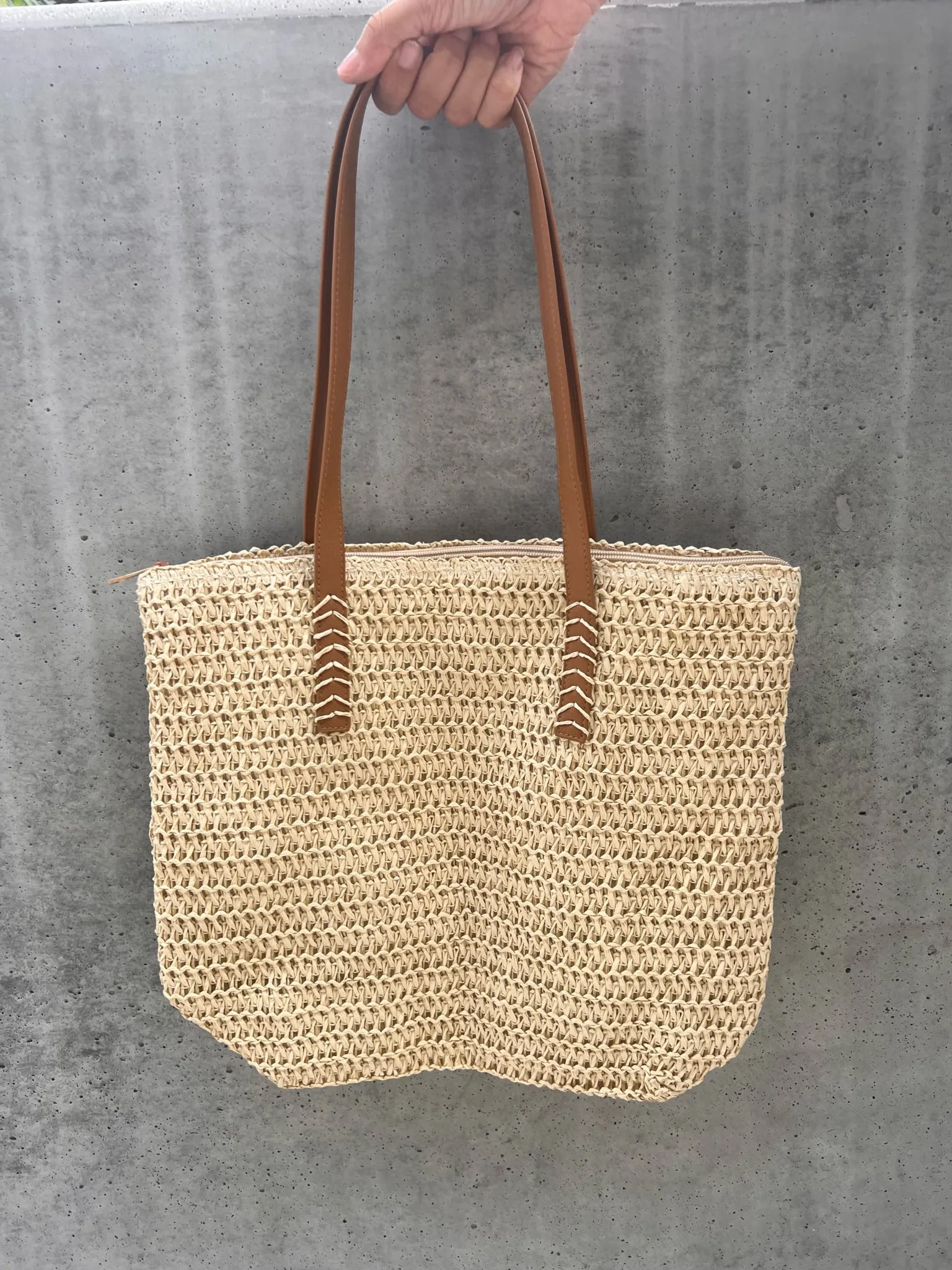 Print The Dream Straw Woven Beach Bag