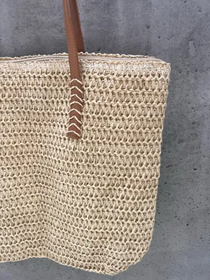Print The Dream Straw Woven Beach Bag