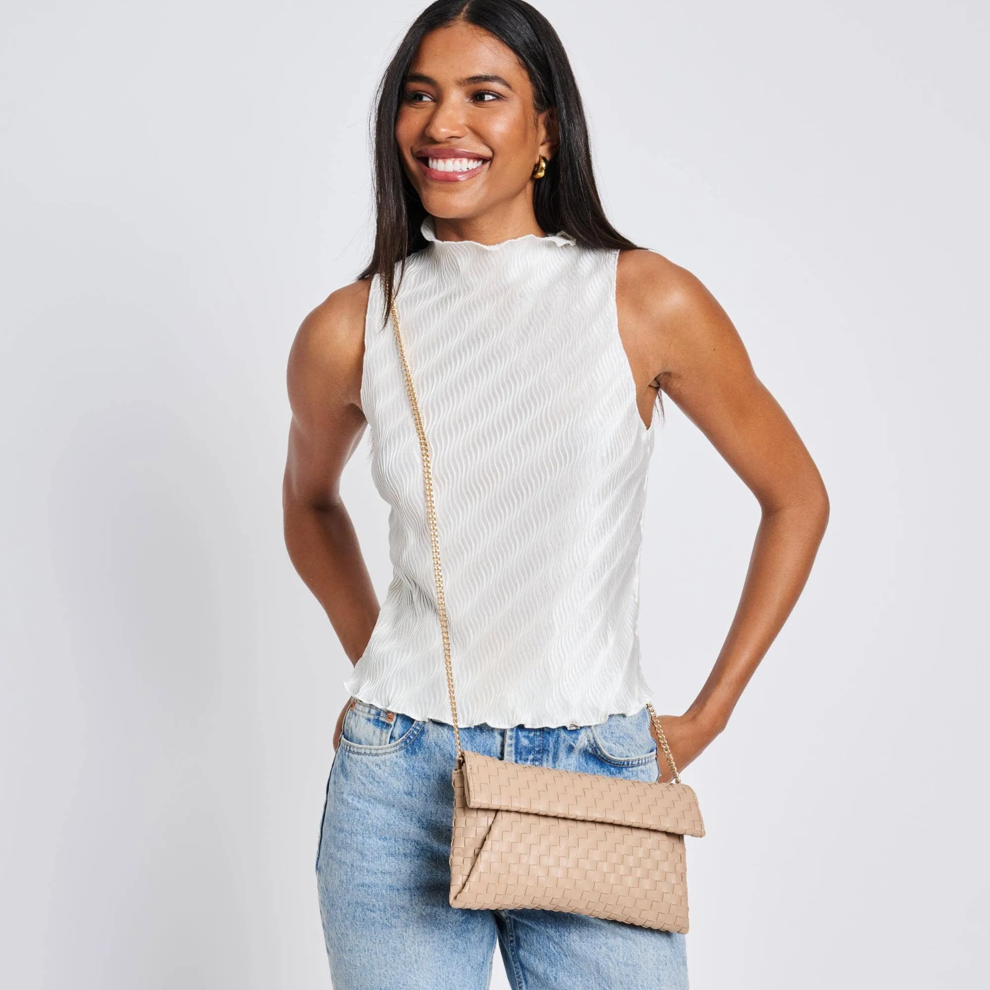 Priscilla Woven Clutch | Nude