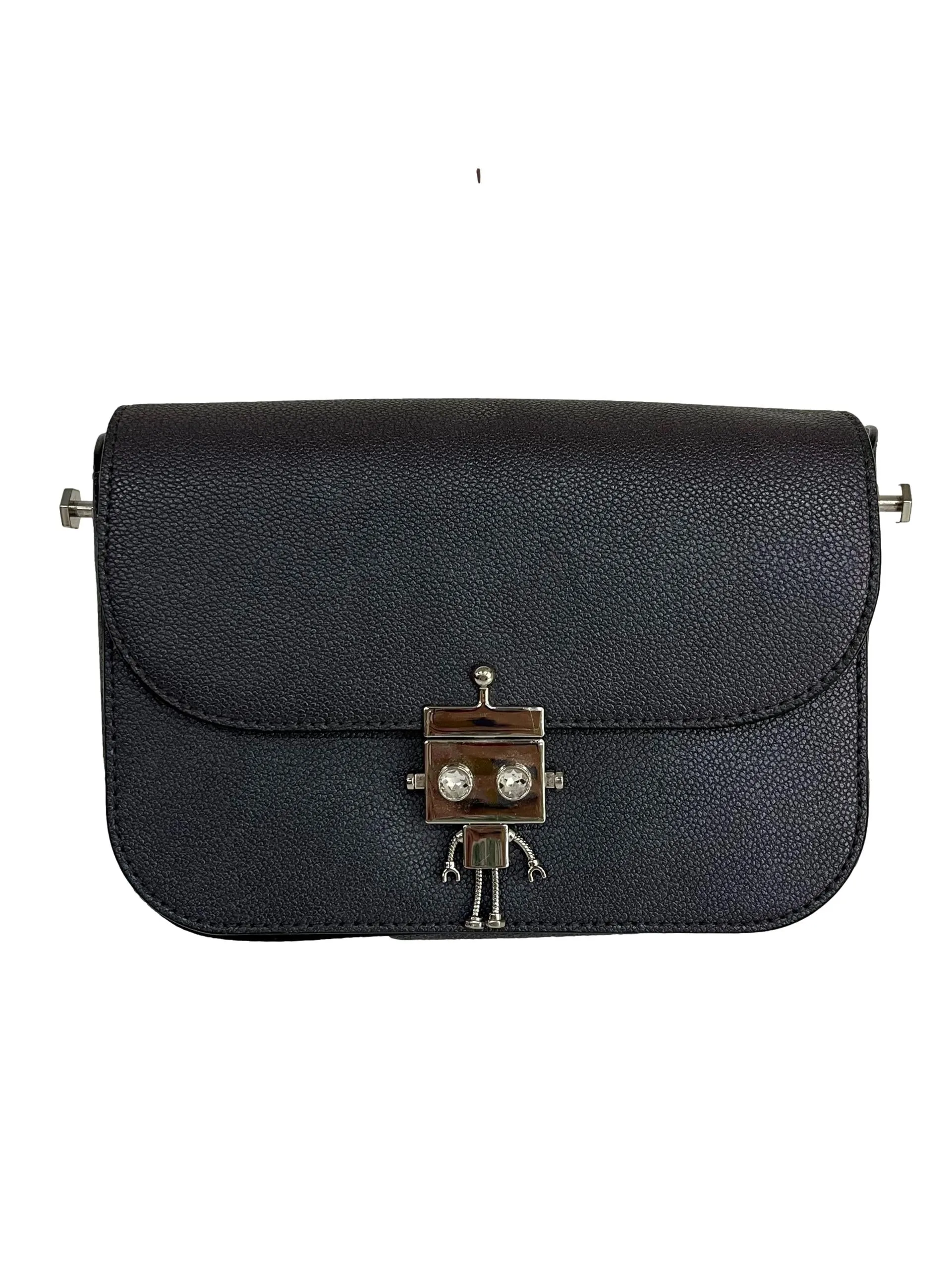 Purple Holographic Robot Detail Push Lock Crossbody
