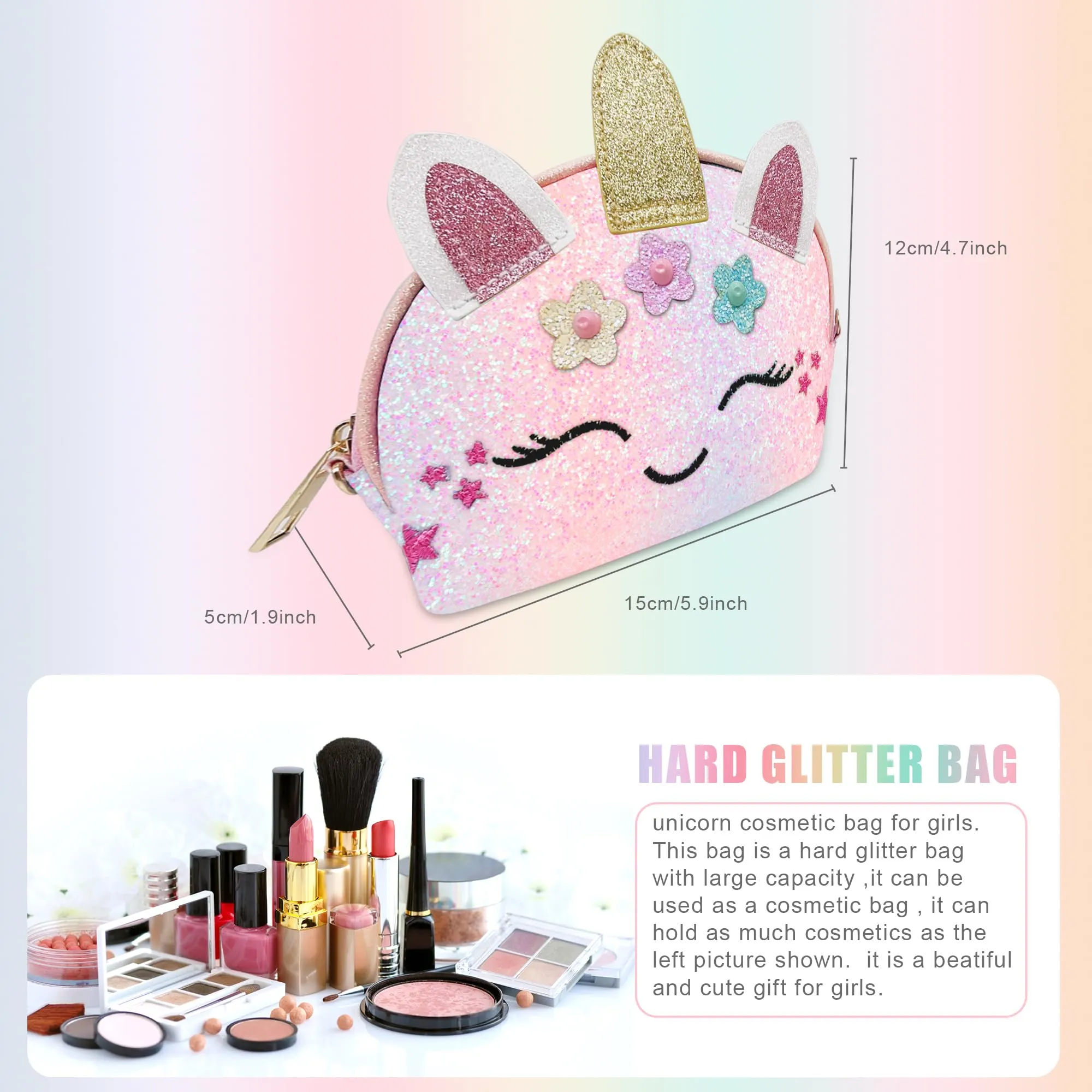 Purse for Little Girls,Girls Jewelry Pretend Play,Unicorn Gifts for girls,Crossbody Bags for Kid,Unicorn Makeup Bag,Dress Up Jewelry Pretend Play Kids Accessories