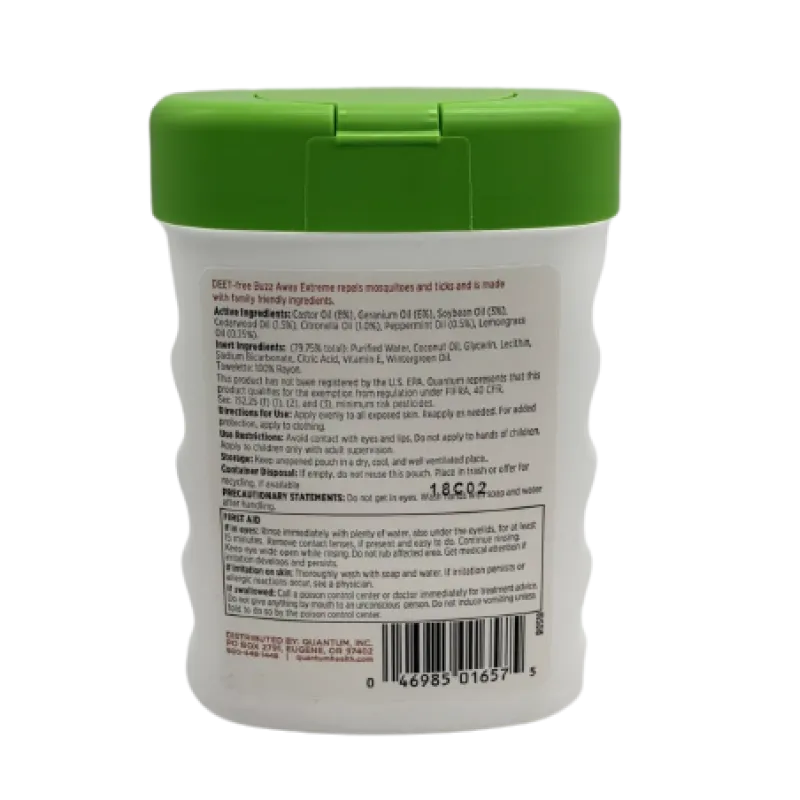 Quantum Health Buzz Away Extreme Towelettes Pop-Up Dispenser 25 ct