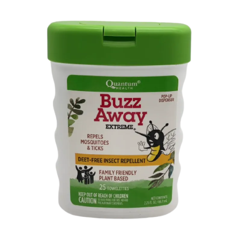 Quantum Health Buzz Away Extreme Towelettes Pop-Up Dispenser 25 ct