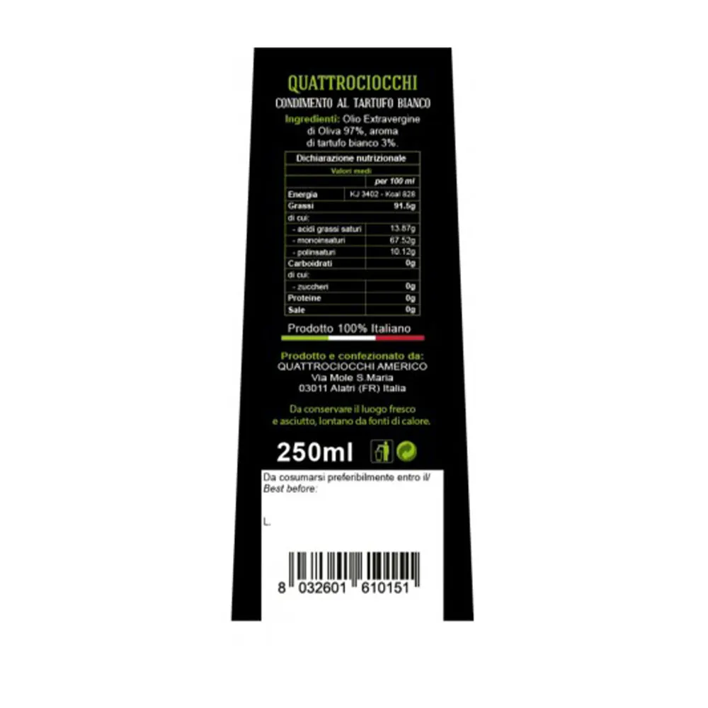 Quattrociocchi White Truffle Infused Extra Virgin Olive Oil (250ml)