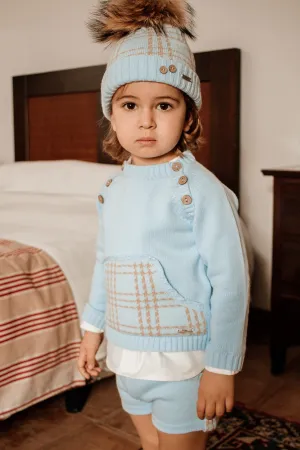 "Harry" Blue & Camel Knit Jumper & Shorts