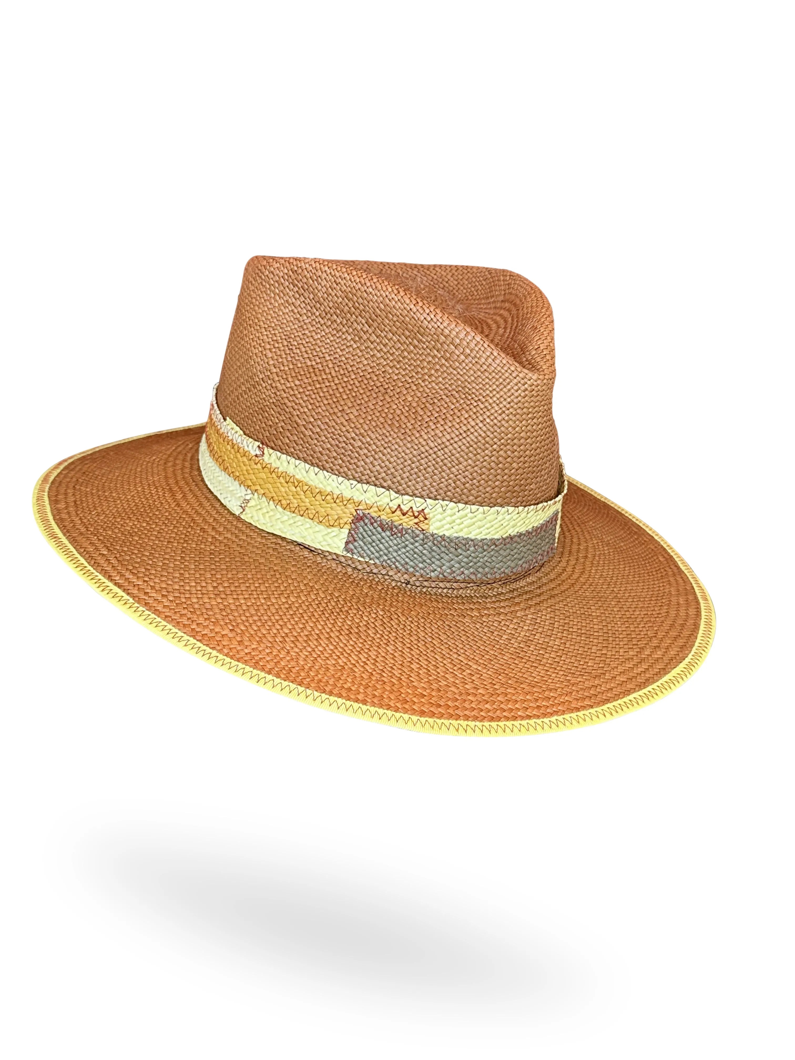 "Patch of Fire" Patchwork Straw Hat