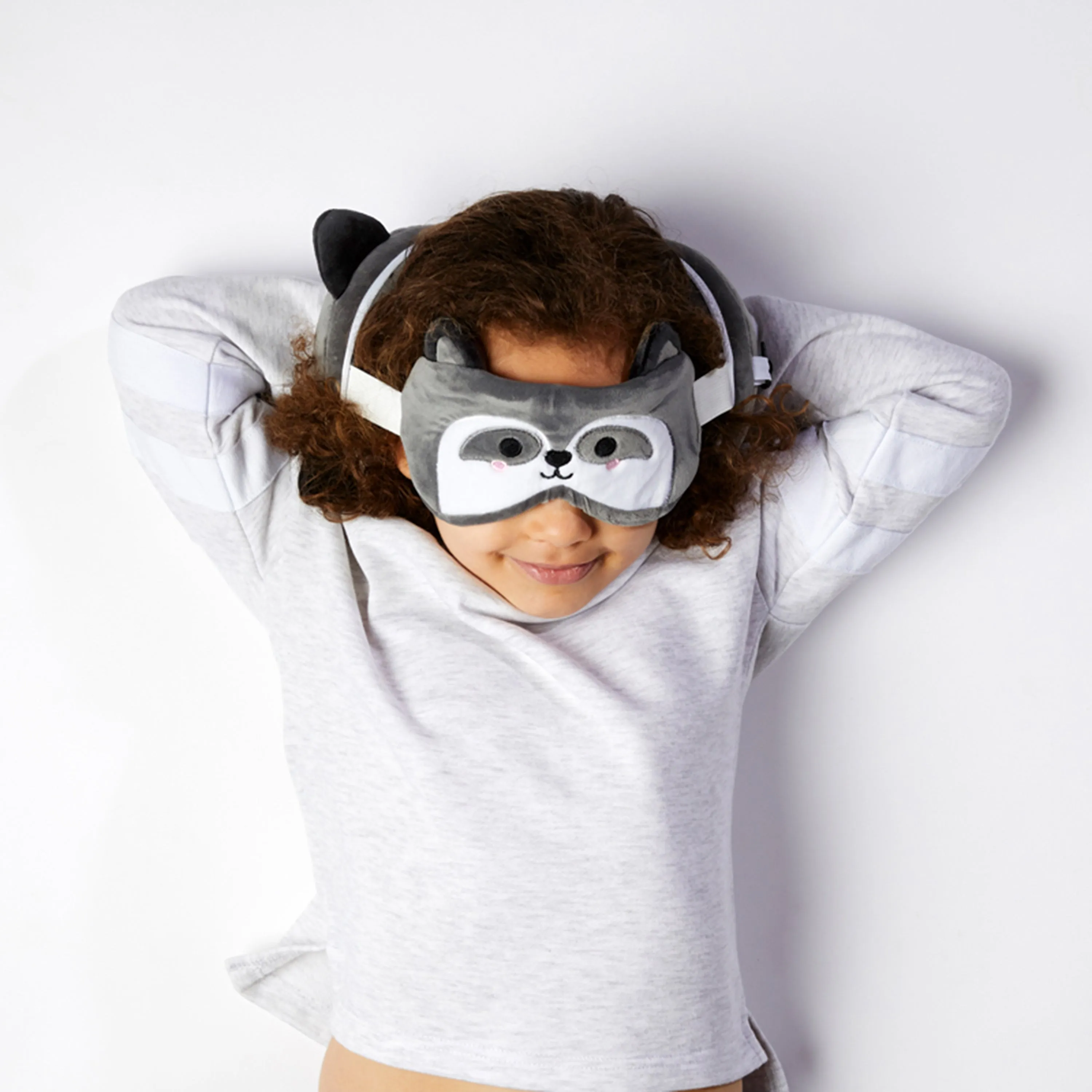 Raccoon Relaxeazzz Plush Round Travel Pillow & Eye Mask Set