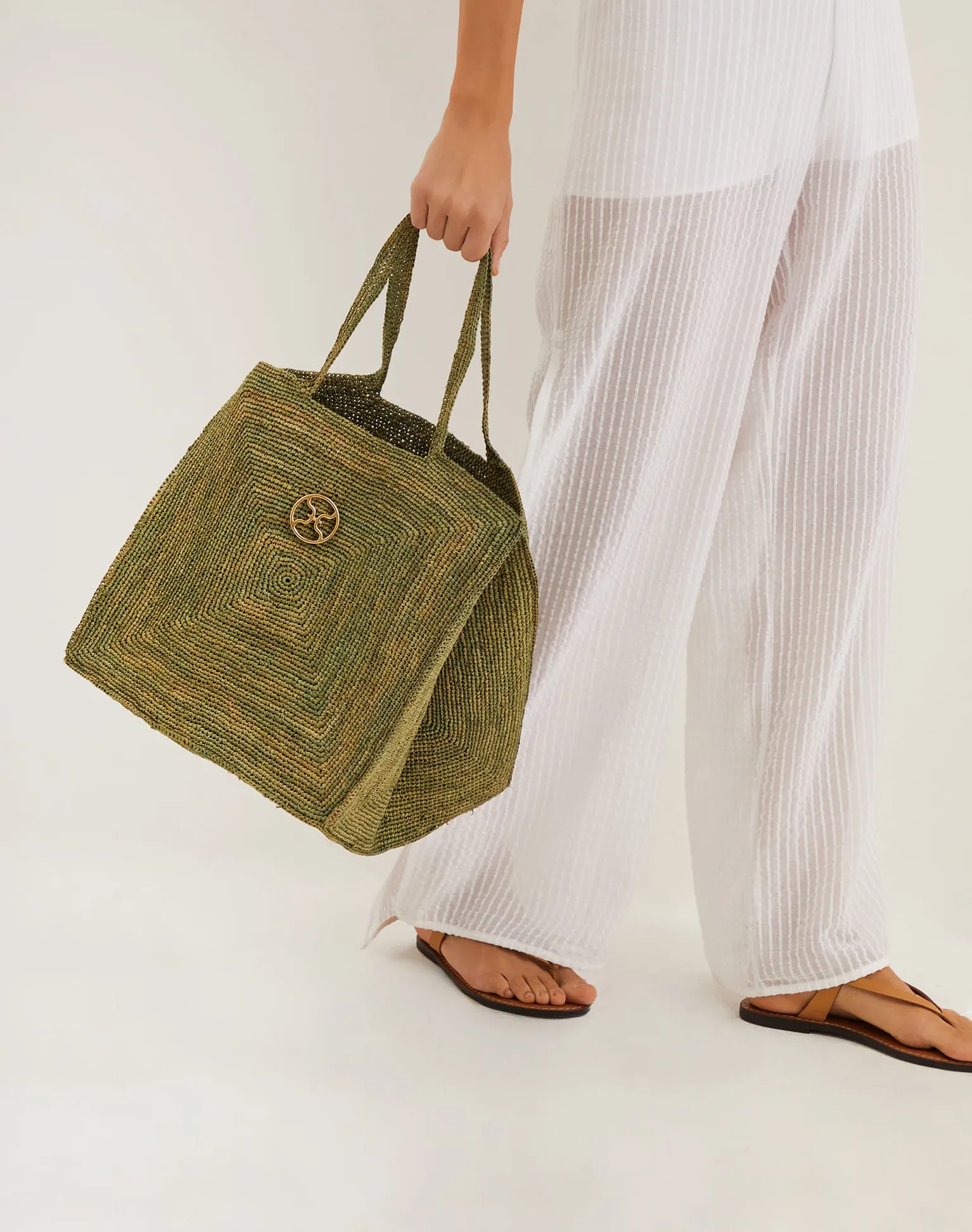 Raffia Pyramid Bag - Green