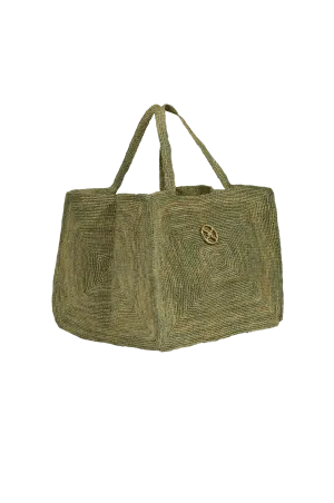 Raffia Pyramid Bag - Green