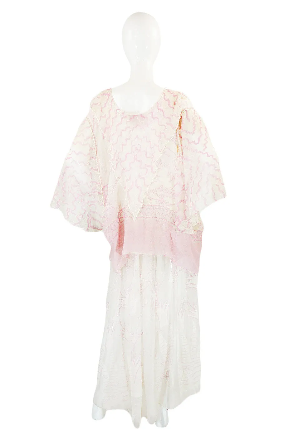 Rare 1974 Zandra Rhodes "Field of Lilies" Silk Set