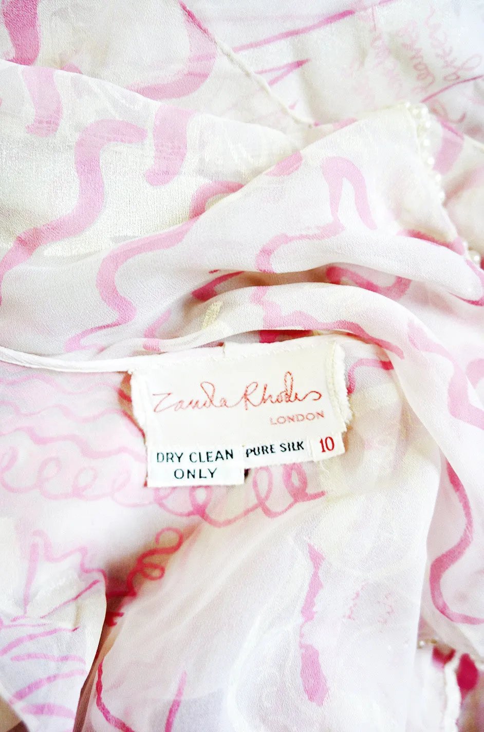 Rare 1974 Zandra Rhodes "Field of Lilies" Silk Set