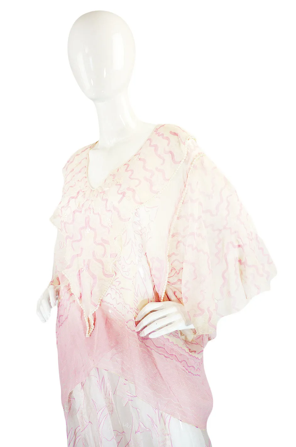 Rare 1974 Zandra Rhodes "Field of Lilies" Silk Set