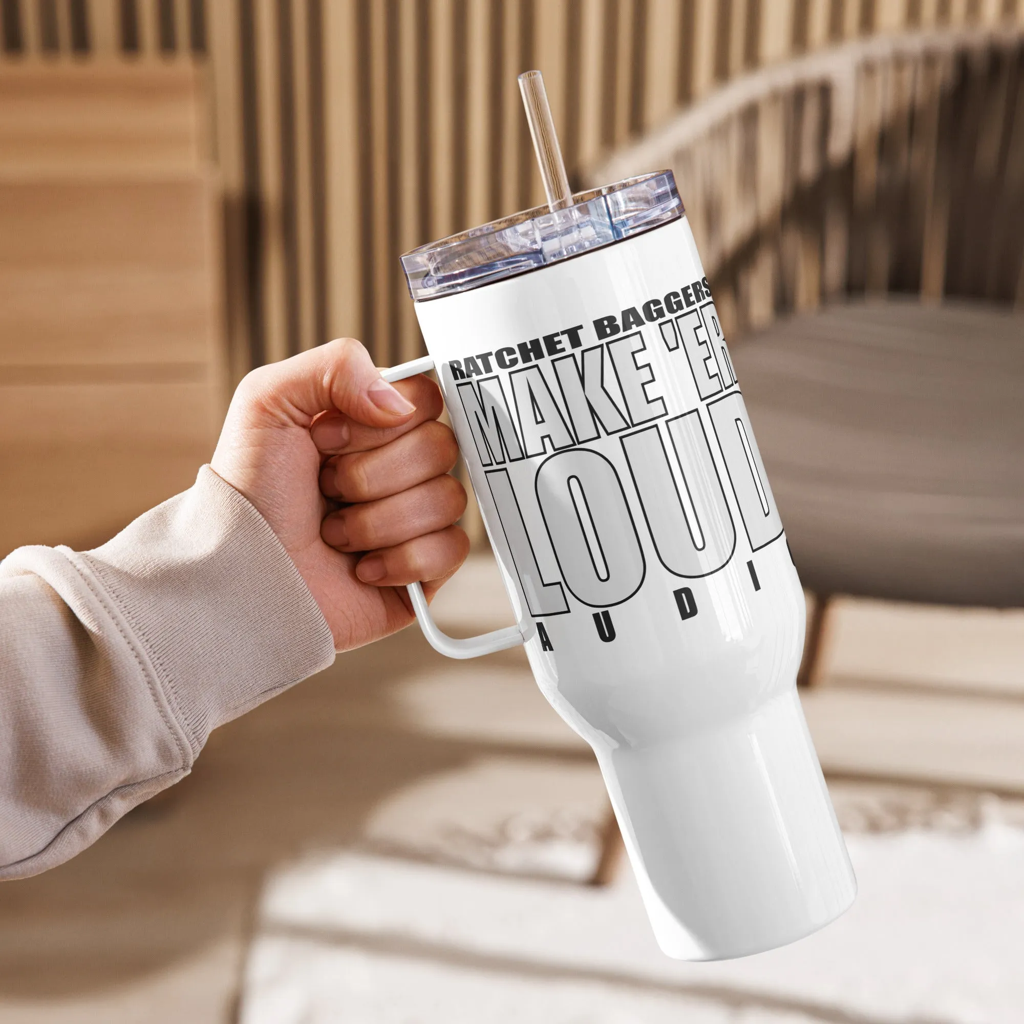 RBMS Make 'Er Loud 40 oz Travel mug with a handle