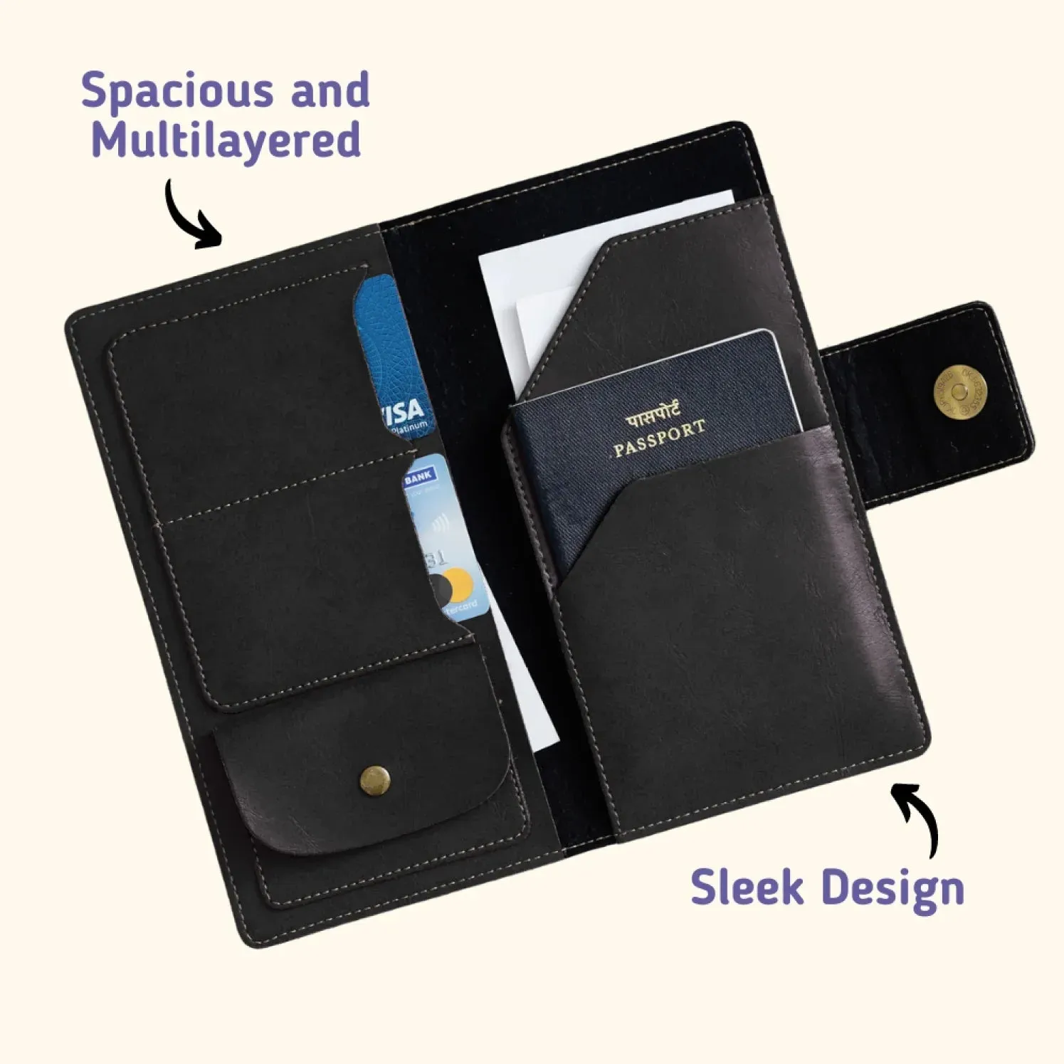 Ready Set Explore Printed Indian Travel Wallet - Black