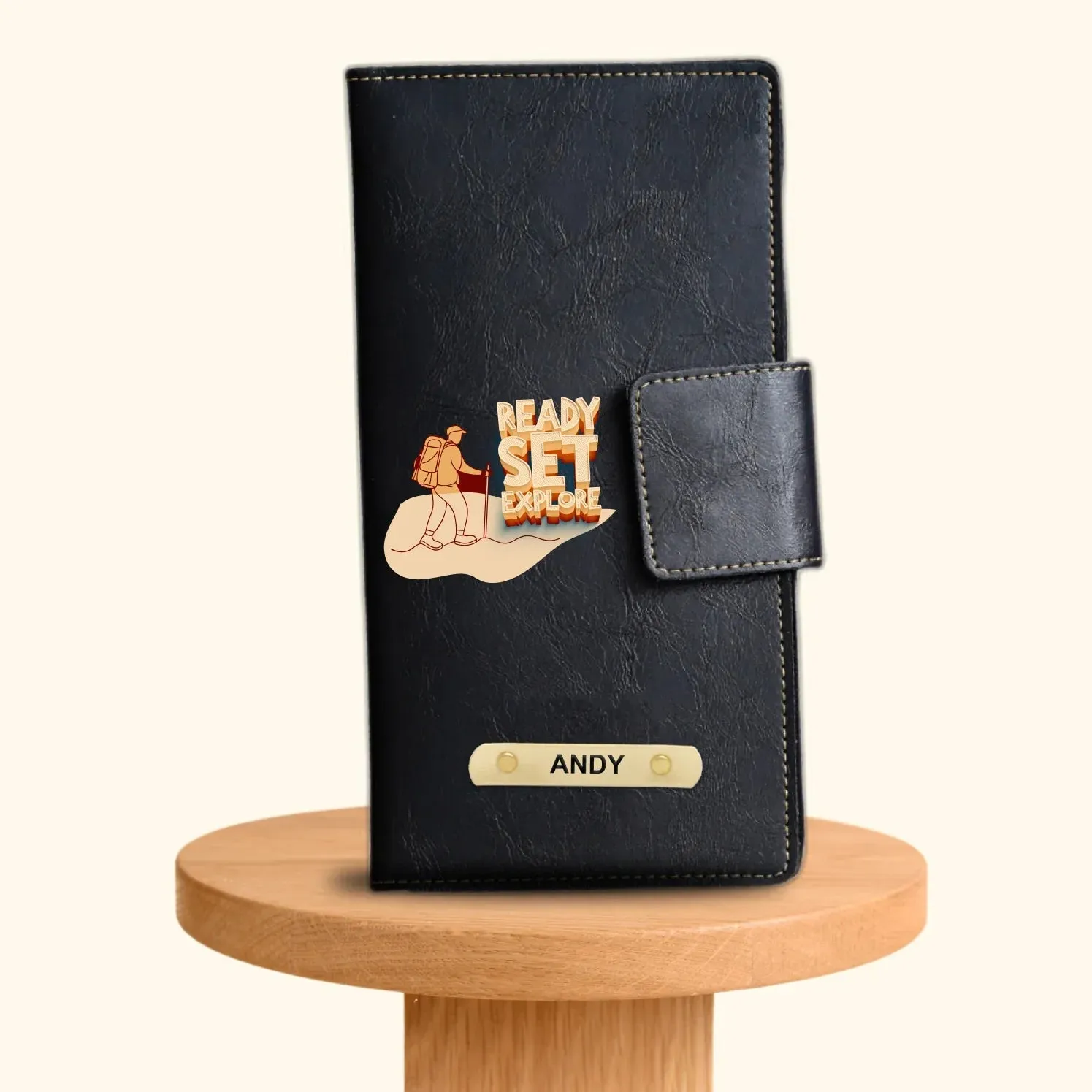 Ready Set Explore Printed Indian Travel Wallet - Black
