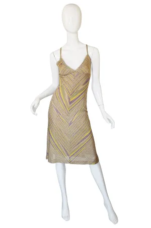 Recent Missoni Gold Chevron Pattern Knit Halter Summer Dress