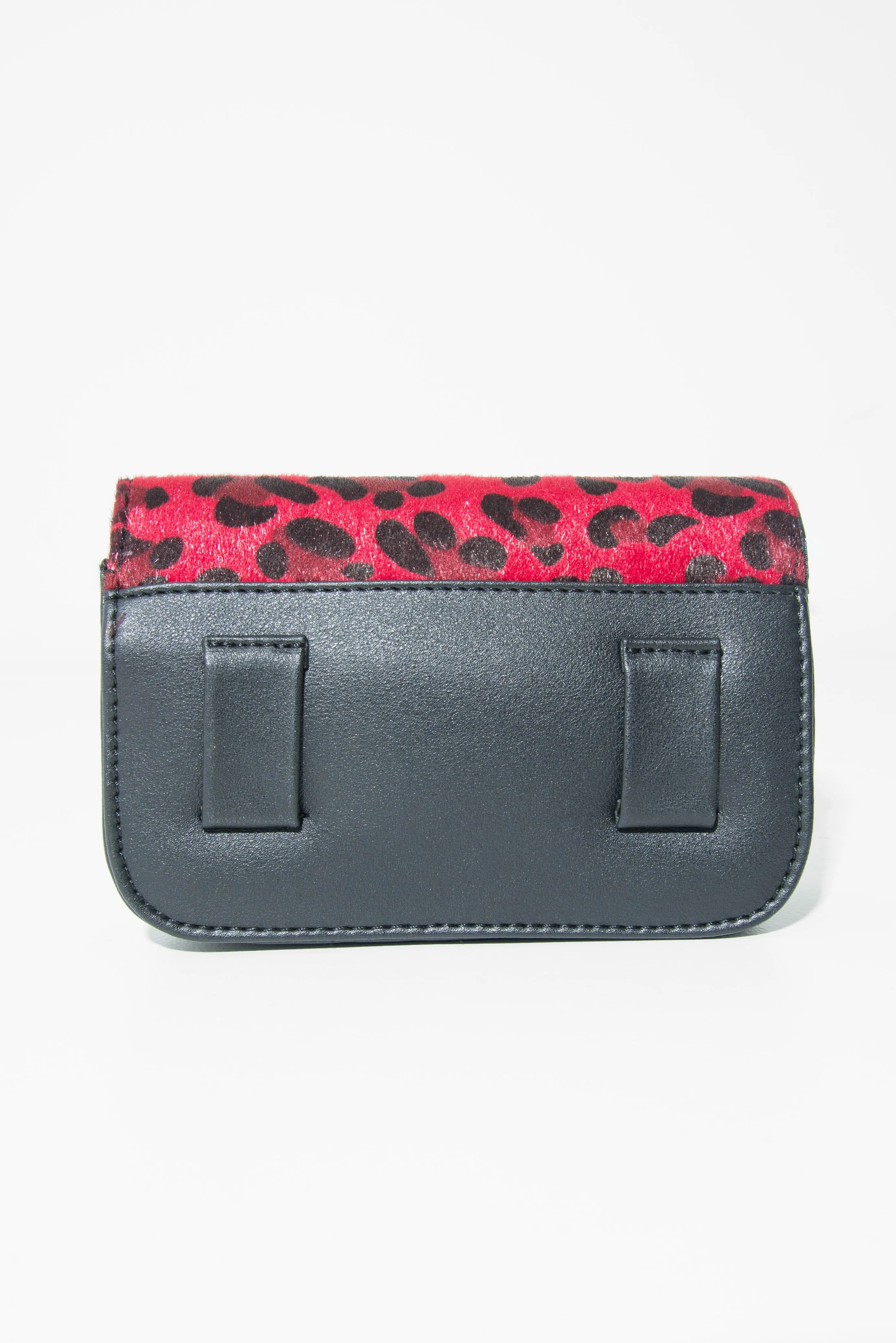 Red Leopard Faux Pony Hair Belt Bag - Melva