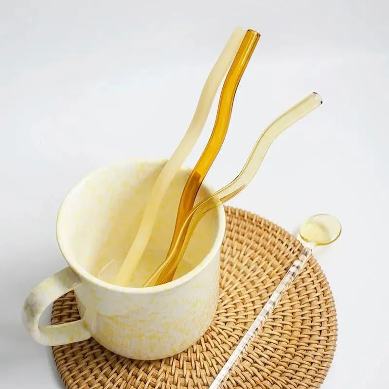 Reusable Wavy Glass Straw
