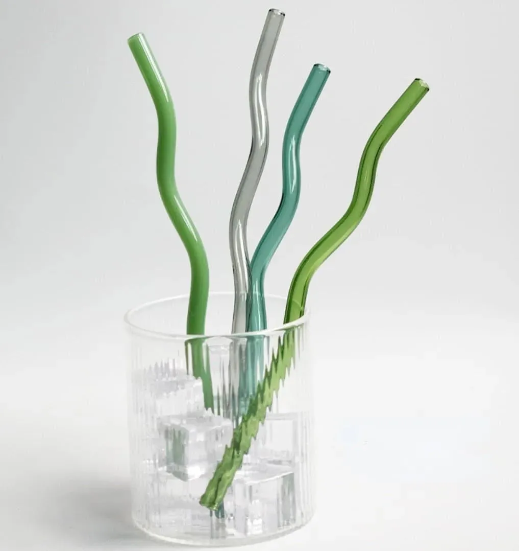Reusable Wavy Glass Straw