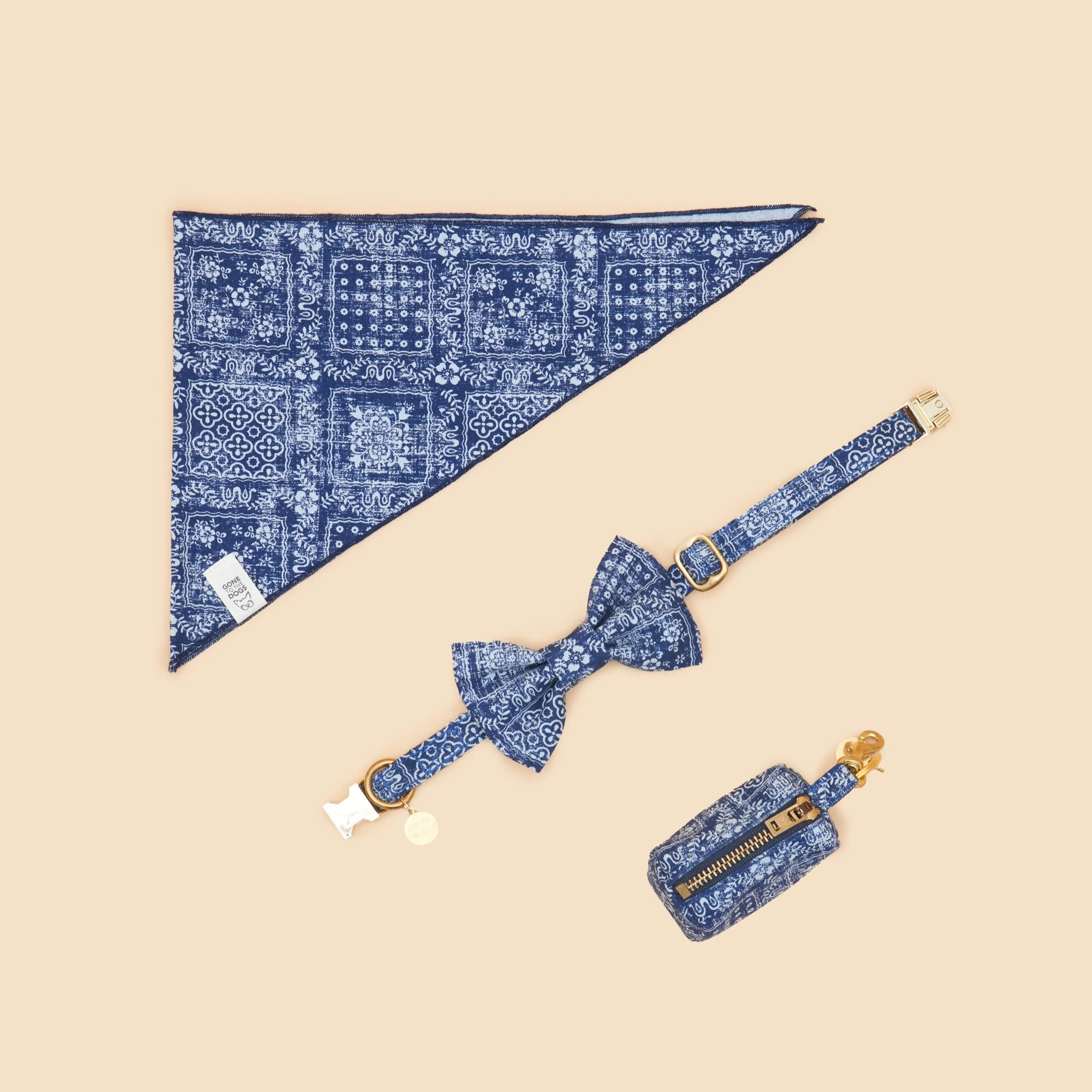 Riley Waste Bag Holder - Indigo Print