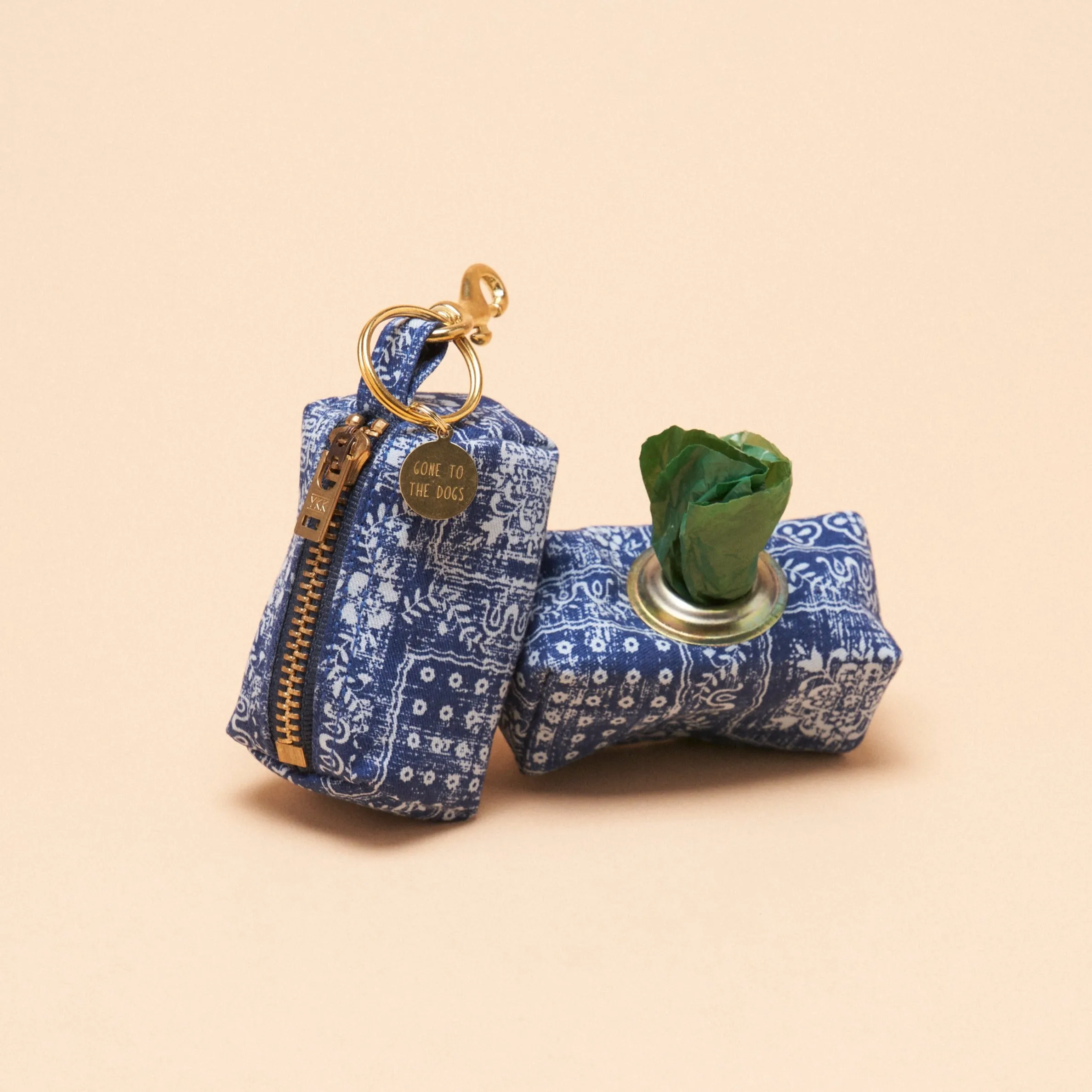 Riley Waste Bag Holder - Indigo Print